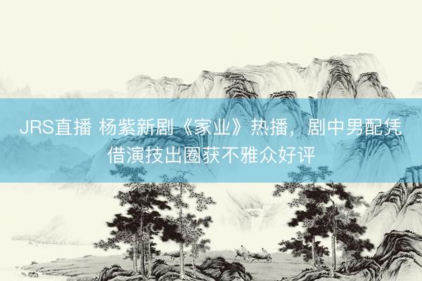 JRS直播 杨紫新剧《家业》热播,剧中男配凭借演技出圈获不雅众好评